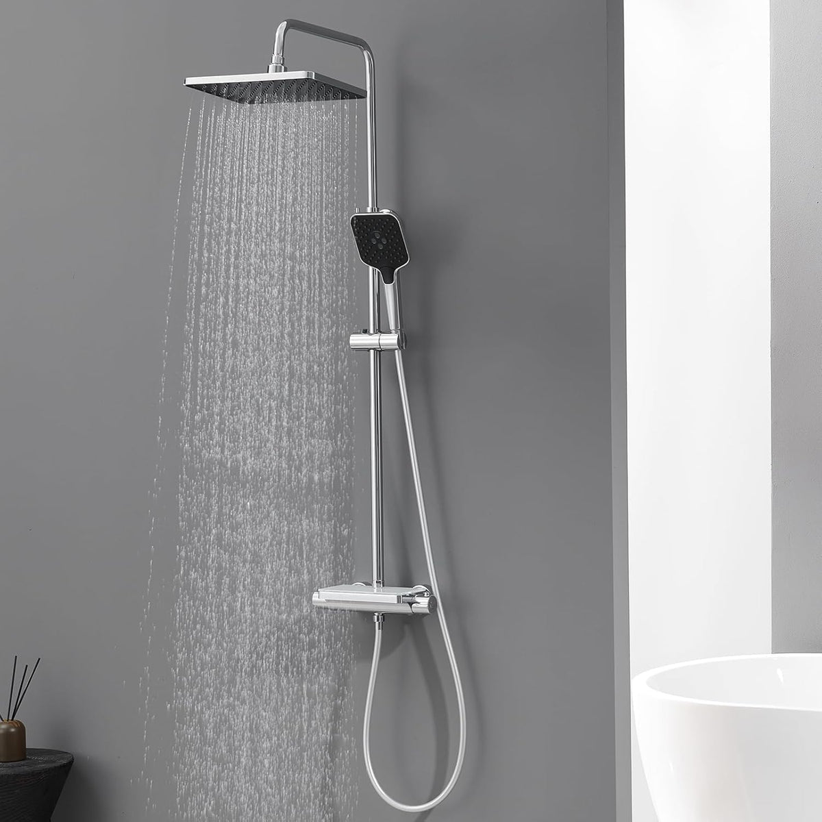 Douchesysteem – Douchekraan – Regendouche – Thermostatische Douche – Doucheset – 30 cm Regendouchekop – Veiligheidsslot 38°C