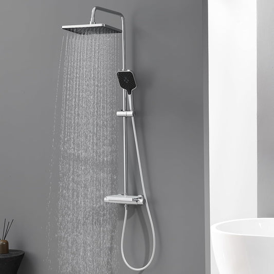 Douchesysteem – Douchekraan – Regendouche – Thermostatische Douche – Doucheset – 30 cm Regendouchekop – Veiligheidsslot 38°C