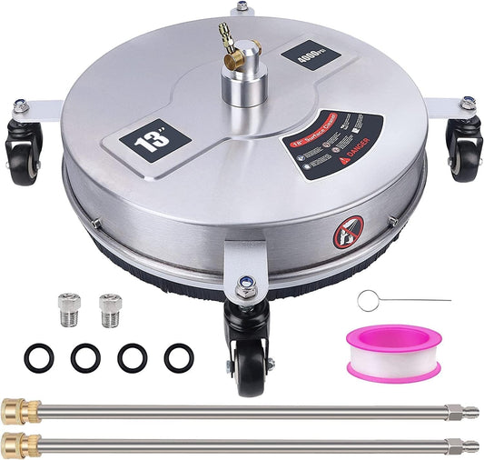 Hogedrukreiniger 4000 psi – oppervlak 13 inch 4 wielen, roestvrijstalen behuizing, snelkoppeling 1/4 inch, stroomaansluiting + 2 wanden/sproeiers, 2 accessoires inbegrepen (13 inch)