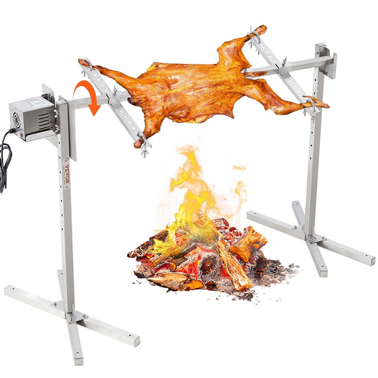 VEVOR Lamsgrill, varkensgrill, braadrooster, grillrooster, max. belasting 41 kg, voor varkensvlees, lam, elektromotor met 42 W, commerciële draaispies van roestvrij staal