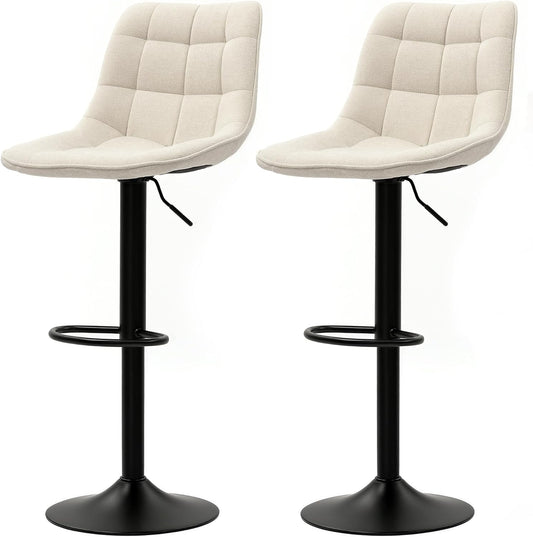 Barstoel – Barkruk – Keukenkruk – Barkrukken – Barstoelen – Verstelbare Zithoogte 63-84 cm – 360° Draaibaar Met Chenille Bekleding