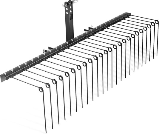Wiltec verticuteermachine 183 cm voor zitmaaiers, gazonbeluchter met 24 spiraalveren, verticuteer voor het beluchten van gazons, verticuteerhark als mosverwijderaar