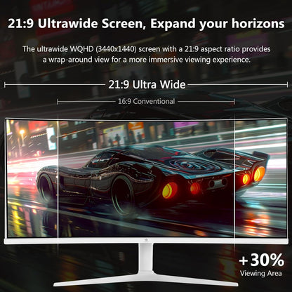 Z-Edge 34'' Curved Gaming Monitor White, 3440x1440, IPS, 165Hz (DP1.4×2), 1ms, 21:9, Height Adjustable/Tilt, Rotary, 100Hz (HDMI2.0×2), FreeSync, VESA (DP cable included)