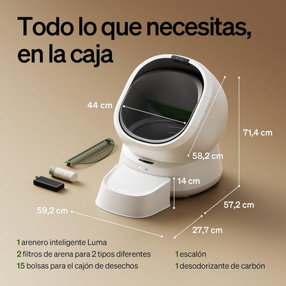 PETLIBRO Luma automatische zelfreinigende kattenbak met AI-camera, 24/7 geurcontrole, multi-katherkenning tot 10 katten, app-tracking, veiligheidssensoren, grote open bovenkant