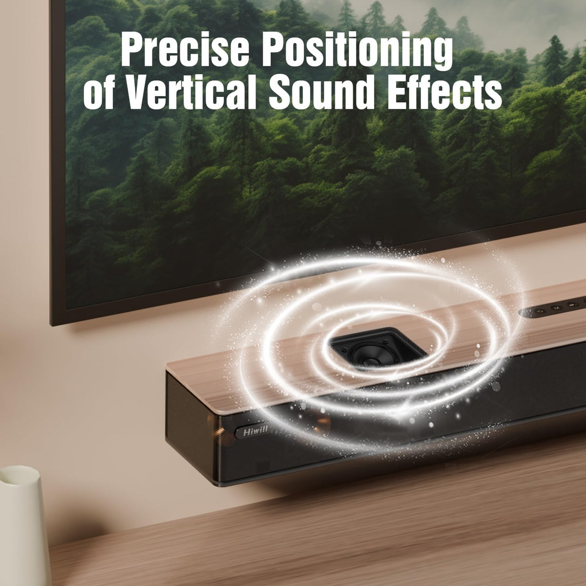 Hiwill WoNoble A502 5.2.2-kanaals Dolby Atmos-soundbar van hout, voor smart-tv met dubbele ingebouwde subwoofer, HarmonicX Sound Processing ClearVoice, surround sound-systeem voor tv-luidsprekers