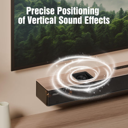 Hiwill WoNoble A502 5.2.2-kanaals Dolby Atmos-soundbar van hout, voor smart-tv met dubbele ingebouwde subwoofer, HarmonicX Sound Processing ClearVoice, surround sound-systeem voor tv-luidsprekers