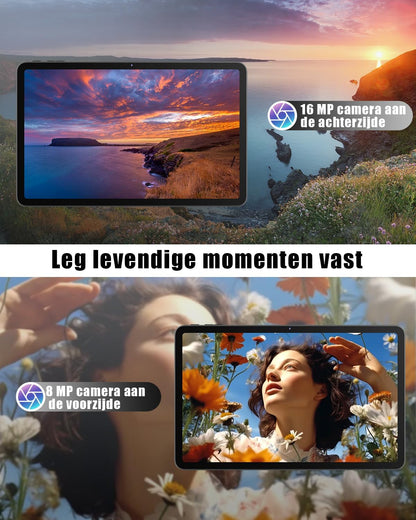 Raemond 12 Inch 2K-scherm,2026 Nieuw Tablet Android 16,（8+20）GB RAM + 128GB ROM (TF 2TB),T615 Octa-Core,16MP+8MP Dubbele Camera,8000mAh, Dual-band WiFi-5G,Gemini AI,BT 5.0,GPS,GMS,Widevine L1,Face ID