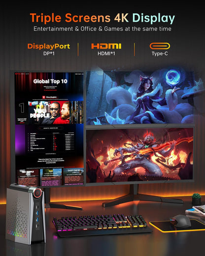 ACEMAGICIAN AMD Ryzen 9 6900HX (tot 4,9 GHz) RGB Mini PC, 32 GB DDR5 1024 GB (1 TB) SSD, AMD Radeon RX 680M Micro Desktop 【Instelbare Modus/Stille Eco/Performance】