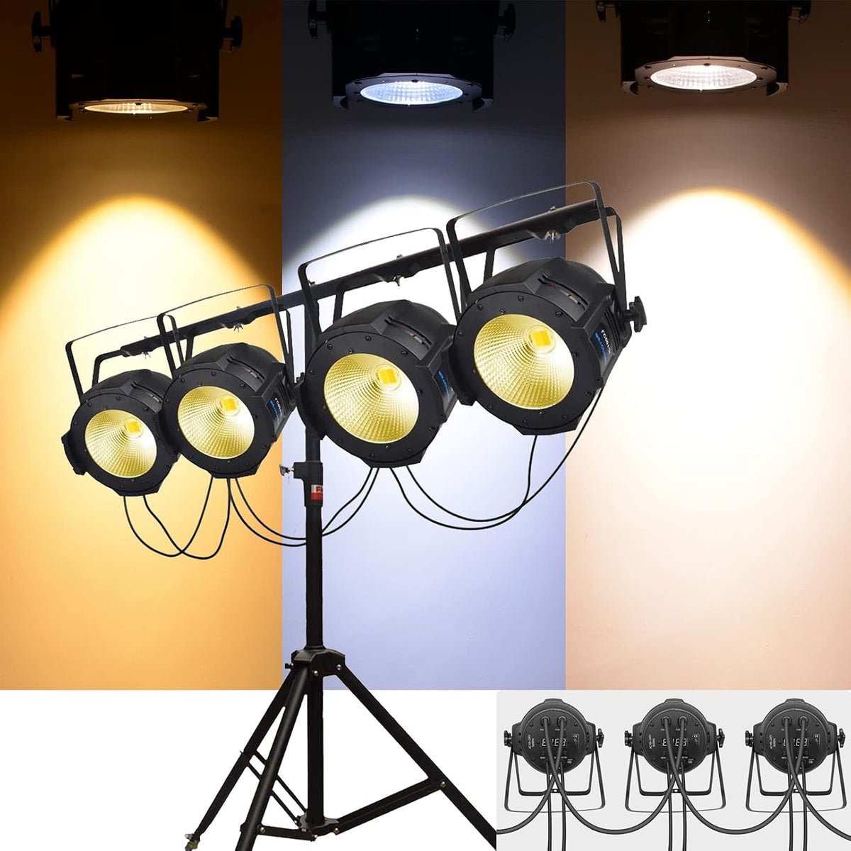 BETOPPER Lichtspelletjes voor avond licht dj DMX per projector 100W COB podiumverlichting wit spotlight stroboscoop lamp voor theater fotostudio disco bar bruiloft feest show LC001-H 4 stuks
