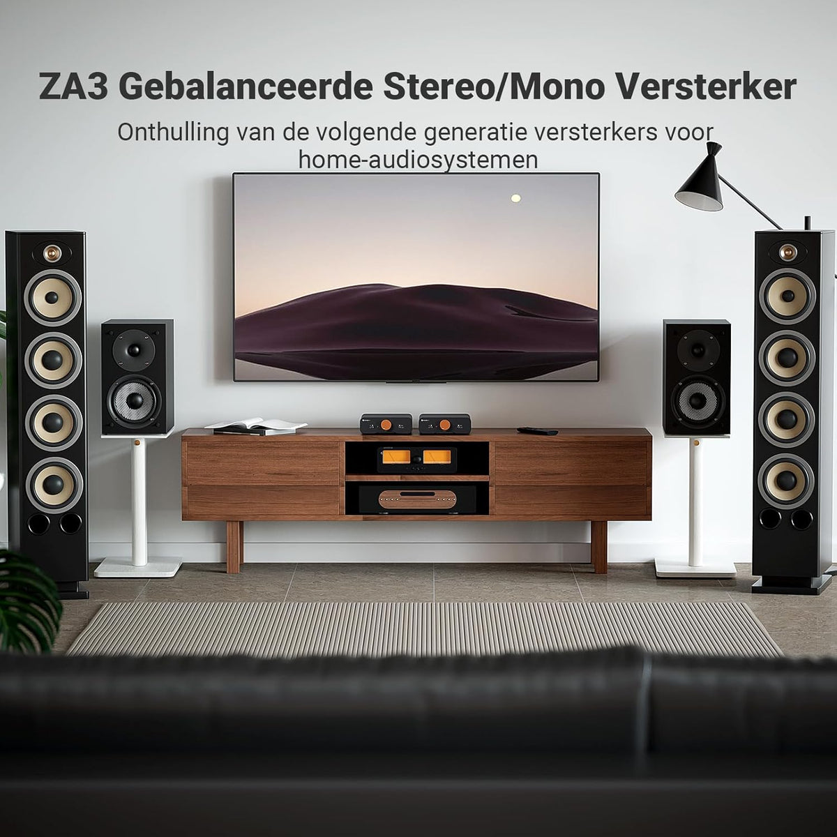 Fosi Audio ZA3 Gebalanceerde Stereo/Mono Versterker HiFi, Chips TPA3255, Mini Audio Versterker Monoblock met XLR RCA Ingangen en 12V Trigger-In, voor Desktop Boekenplank Luidsprekers & Subwoofers