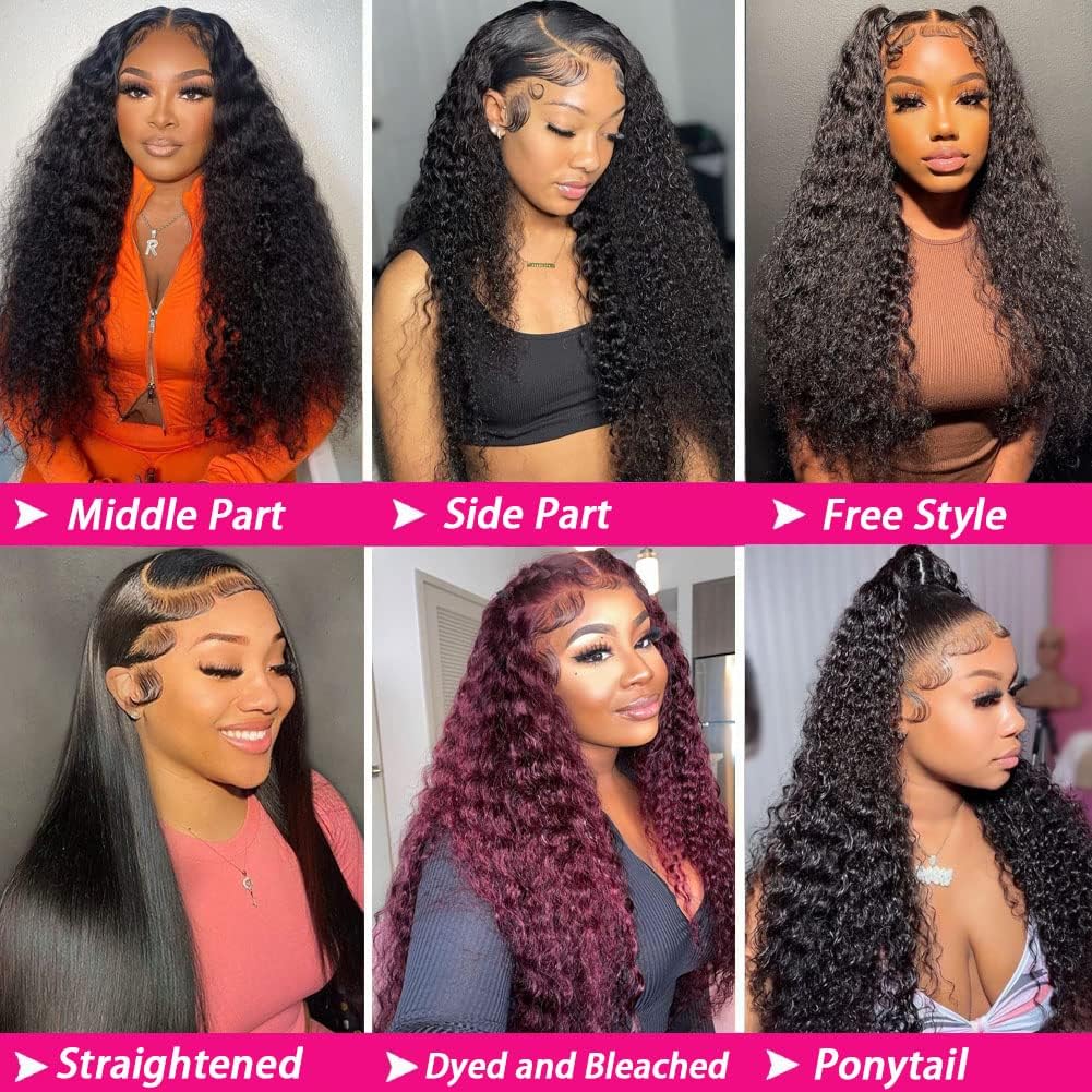 Lace Front Pruik Menselijk Haar – Kant Front Pruik – Frontale Pruik – Diepe Golf Pruik – Menselijk Haar Pruik – 24 Inch – 13X4 HD Transparant Zwitsers Kant – 180% Dichtheid