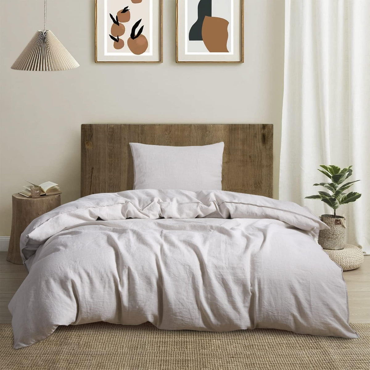 CHUFFED Linnen beddengoed, 155 x 220 cm, 2-delige beddengoedsets 100% natuurlijk linnen, beddengoedset, 1 dekbedovertrek 155 x 220 cm + 1 kussensloop 80 x 80 cm, met ritssluiting, zacht, ademend,