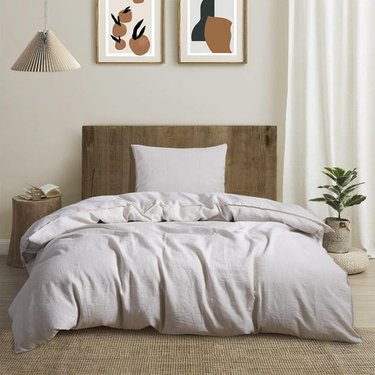 CHUFFED Linnen beddengoed, 155 x 220 cm, 2-delige beddengoedsets 100% natuurlijk linnen, beddengoedset, 1 dekbedovertrek 155 x 220 cm + 1 kussensloop 80 x 80 cm, met ritssluiting, zacht, ademend,
