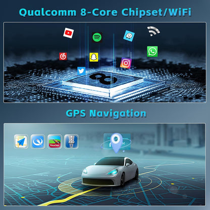 Inefala 8core 4+64GB Android 15 autoradio 2 Din ingebouwde Qualcomm Snapdragon-chip, draadloze CarPlay en Android Auto, 10" touchscreen radio met GPS, WiFi, Bluetooth RDS/FM, achteruitrijcamera en MIC