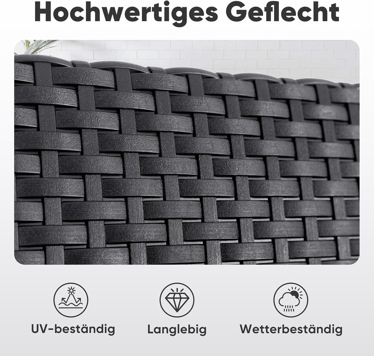 Sekey Balkonmeubelset, 3-delige tuinmeubelset van PE-polyrotan, weerbestendig, tafel en 2 stoelen met zitkussen, zitgroep, loungeset, terrasmeubel voor terras, balkon, tuin, antraciet