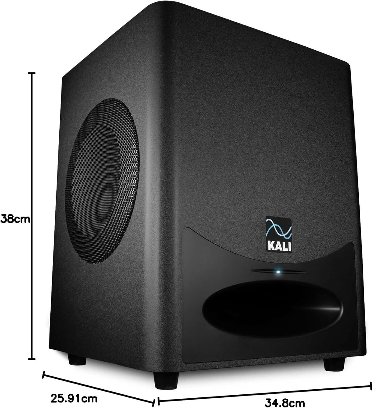 Kali Audio WS-6.2, actieve studio-subwoofer (dubbele 6,5 inch lange hub-woofer, ruimtebesparend premium design, geluidsdruk tot 120 dB, indrukwekkende frequentierespons van 27 Hz), zwart