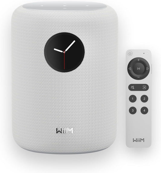 WiiM Sound slimme speaker met 1,8″ touchscreen, Hi-Res 24-bit/192 kHz, AI RoomFit™, 100 W piek, Wi-Fi 6E/Bluetooth 5.3, multiroom & stereoparing, afstandsbediening inbegrepen