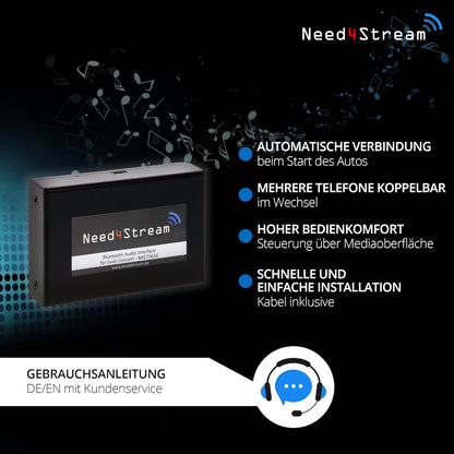 Bluetooth audio-interface voor auto met AUX-aansluiting – Bluetooth audio adapter – Bluetooth muziekadapter – Bluetooth adapter – Bluetooth muziekstreamer – Automatische koppeling bij starten – Titel- en artiestweergave op display