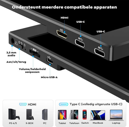 HONGO Portable Monitor, Ultra Thin, 15.6 Inch Portable Monitor, 1920 x 1080 FHD, Laptop Display Expansion - QUORE