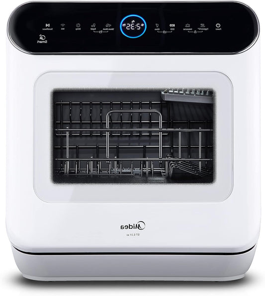 Midea ST 5.31 Mini Dishwasher, 42 cm, Freestanding Table Dishwasher, with Wifi Control, Dishwasher, 7 Programs, 3 Place Settings, Touch Control, 58 dB, with / without Water Connection, White - QUORE