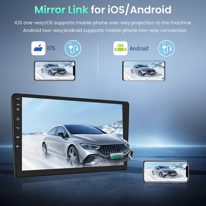 Podofo Android autoradio met GPS voor Peugeot 207 2006-2015, 9-inch touchscreen, wifi, Bluetooth, FM-radio, RDS, MirrorLink, USB-navigatie, videospeler voor Peugeot 207 + achteruitrijcamera
