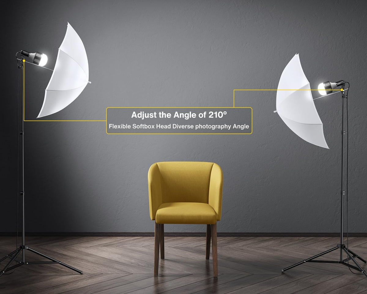 Fotografieverlichtingsset – Fotostudio Set, Studioverlichtingsset, Achtergrondset, Greenscreen Set – 2,6 x 3 M Verstelbare Achtergrondstandaard Met Groen Scherm – 190 W LED-Softboxen En Paraplu’s, 5500 K, 97 CRI