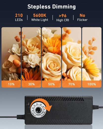 DUCLUS Fotobox 80 cm (32 inch), professionele opvouwbare fotostudioset met 3 verstelbare ledpanelen en 5600 K traploos dimbaar, 6 matte PP backdrops, lichttent voor grote productfotografie