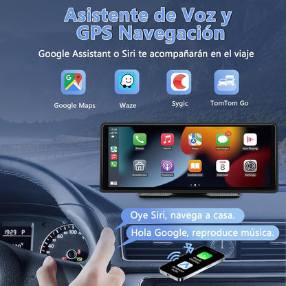 Pantalla Táctil Vink 10.26 Pulgadas, GPS-navigatie, Estéreo voor de auto, compatibel met CarPlay, Android Auto, Bluetooth, Bediening via Voz, GPS, AUX en FM