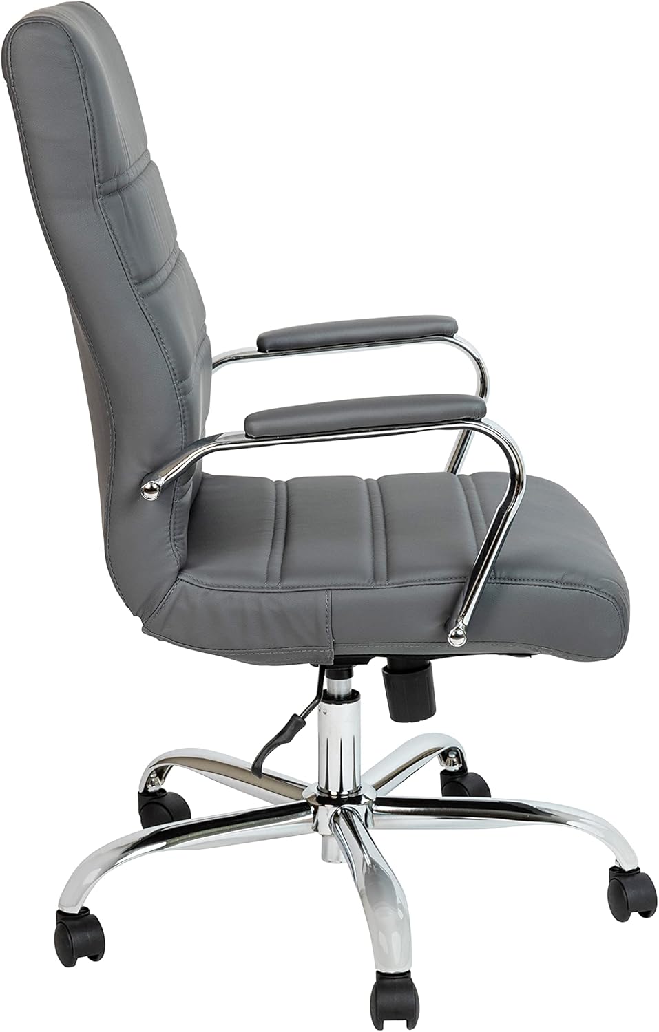 Flash Furniture Whitney Bureaustoel met hoge rugleuning - grijs LeatherSoft Executive draaibare bureaustoel met chroom frame - draaibare fauteuil