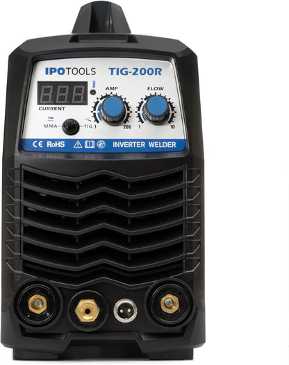 IPOTOOLS TIG-200R WIG lasapparaat DC - TIG WIG lasapparaat, 200 ampère, volledig digitaal inverter, lasapparaat met digitaal lcd-display, HF-ontsteking, MMA E-hand, IGBT, 7 jaar garantie