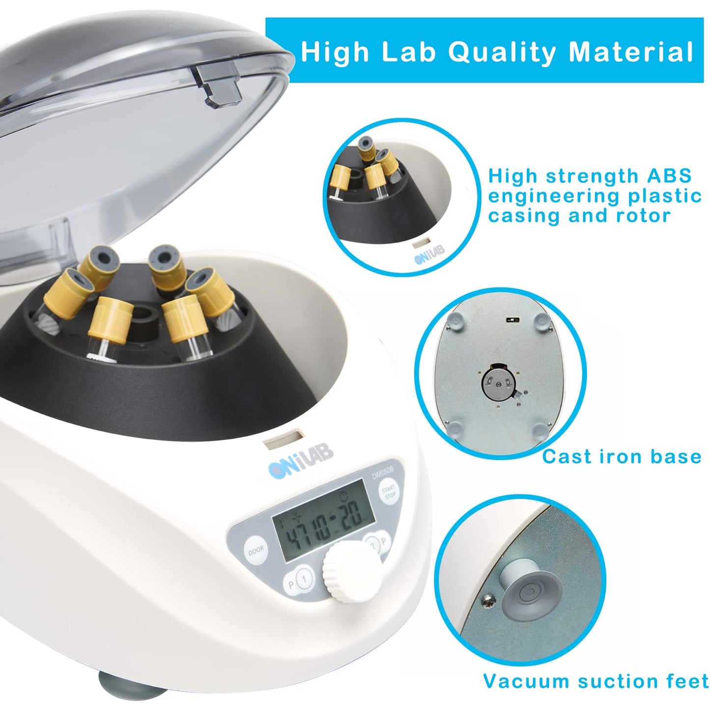 Digitale Tafelcentrifuge – Laboratoriumcentrifuge – Labcentrifuge – PRP Centrifuge – Buiscentrifuge voor 6x15/10/7/1,5-5 mL – 300-5000 rpm, LCD Timer 30 sec-99 min