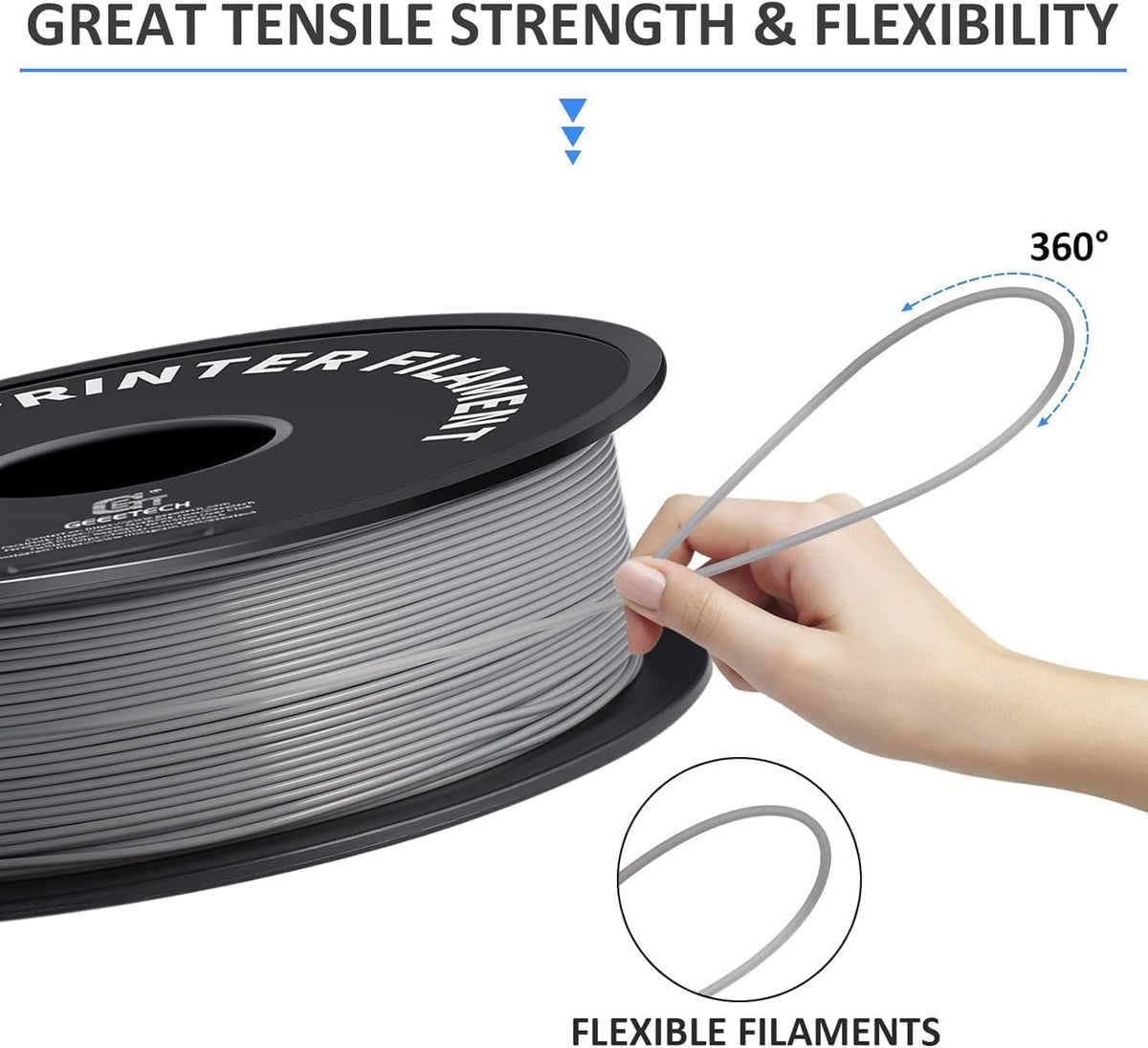 PLA Filament Grijs – 3D Printer Filament – 3D Printdraad – PLA Draad – 3D Printer Materiaal – 10 x 1 kg Spoelen – Hoge Nauwkeurigheid +/- 0,03 mm – Vacuümverpakt Met Droogmiddel