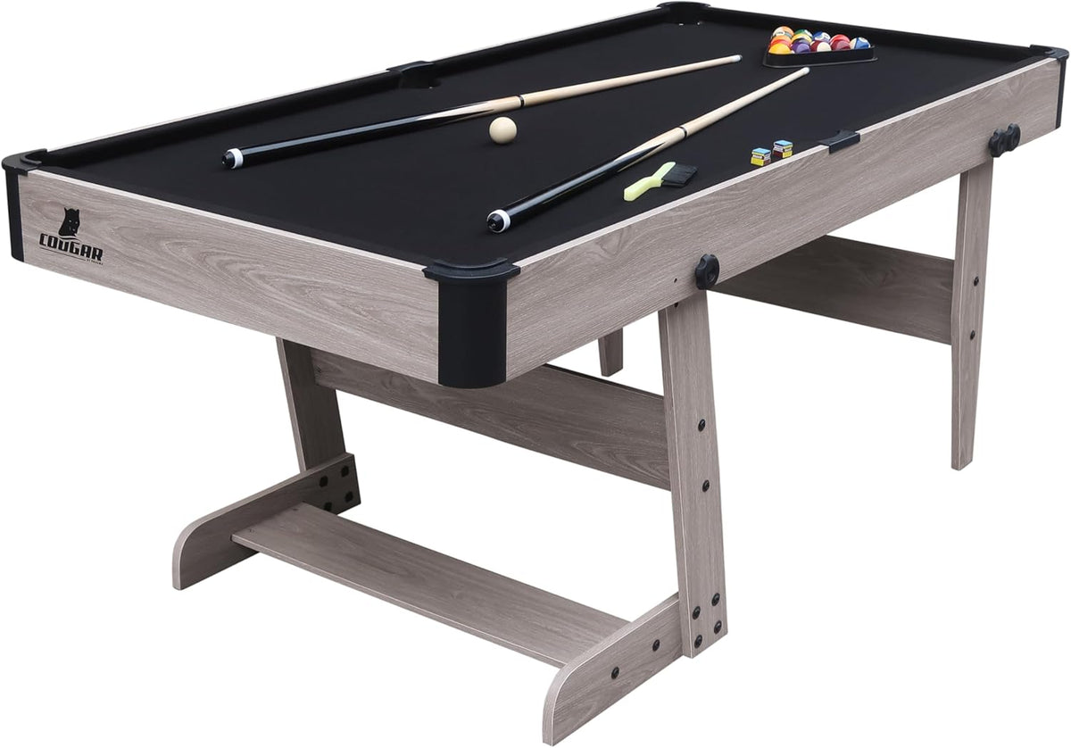 Cougar Hustle XL Pool Table 6ft Collapsible in Various Colours | Folding Billiard Table incl. Accessories | Dimensions: 183x91.5x78.8 cm - QUORE