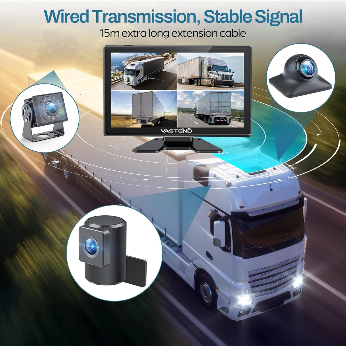 Bekabelde achteruitrijcamerakit, AHD 1080P achteruitrijcamera met 10 inch touchscreen-monitor, IP69 waterdicht, IR nachtzicht, achteruitrijcamera's voor auto, bestelwagen, vrachtwagen, trailer