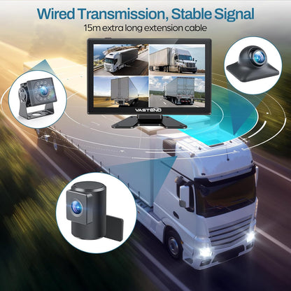 Bekabelde achteruitrijcamerakit, AHD 1080P achteruitrijcamera met 10 inch touchscreen-monitor, IP69 waterdicht, IR nachtzicht, achteruitrijcamera's voor auto, bestelwagen, vrachtwagen, trailer