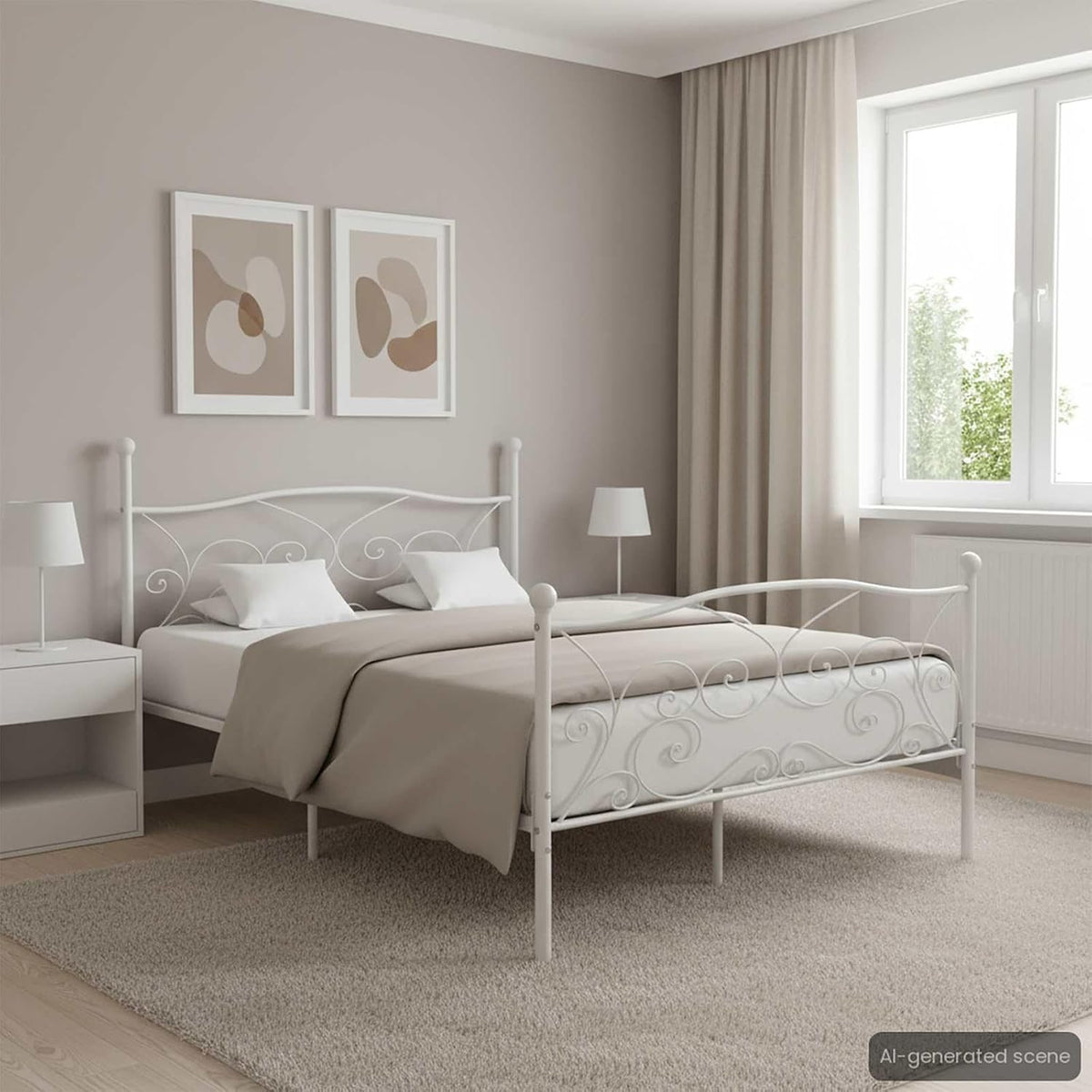 vidaXL Bedframe met Lattenbodem Bed Frame Ledikant Bedden Slaapmeubel Slaapkamermeubelen Bedomranding Slaapbed Metaal Wit 140x200 cm