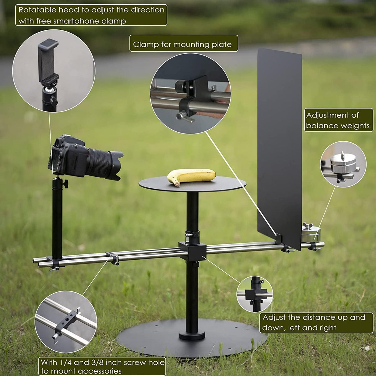 DF DIGITALFOTO V360 Videocamera Rig Roterend Platform voor Commerciële Productfotografie, Draaiende Foto-videocabine voor Slow Motion, Bullet-Time