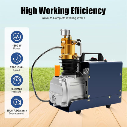 PCP Compressor Automatische luchtcompressorpomp, hogedruk luchtcompressor, cilinderinhoud 80 l/min, hogedrukluchtpomp, 30 MPA, hogedruk PCP-inflator