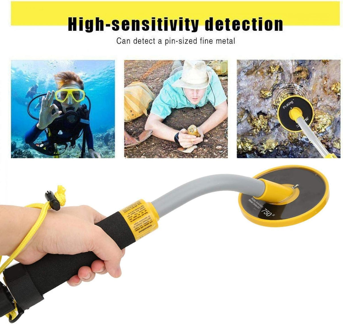 Metaaldetector Onderwater – Handmetaaldetector, Pinpointer, Schatzoeker, Metaalzoeker – Waterdicht Ontwerp – Pulsinductie – Trilling En Wit LED-Licht
