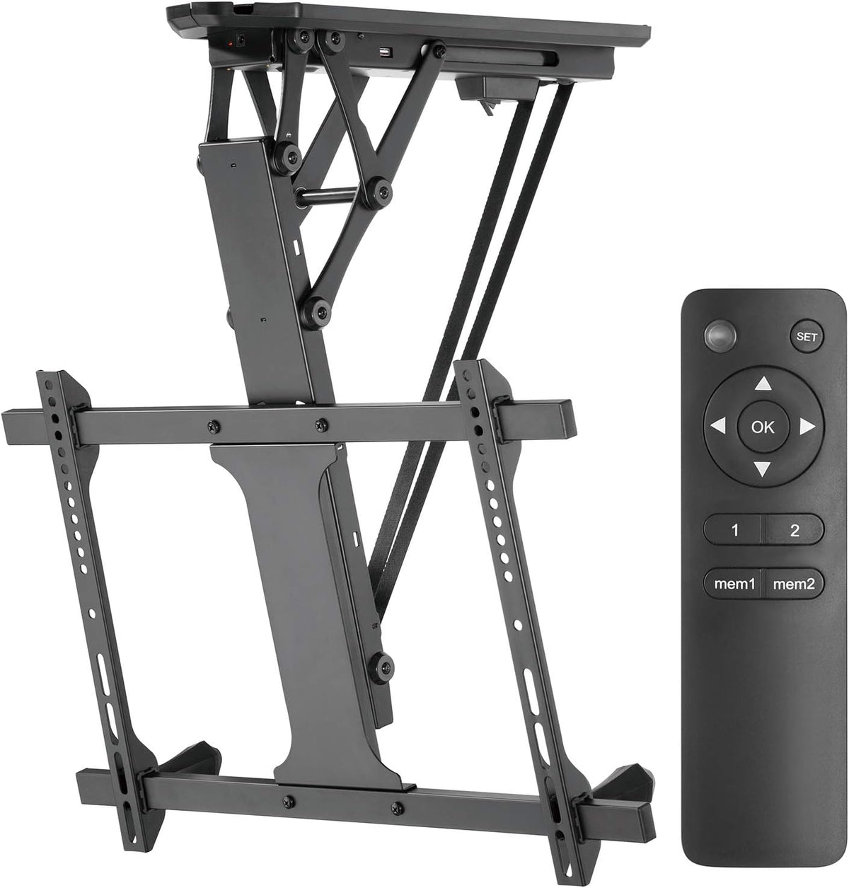 Maclean Elektrische TV-Plafondbeugel 32-70" voor plafond & schuine daken | Traploos kantelbaar tot 75° | Afstandsbediening | Max. 35 kg | VESA 600x400 (Plafondbeugel)