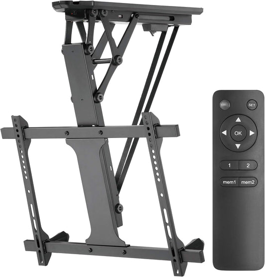 Maclean Elektrische TV-Plafondbeugel 32-70" voor plafond & schuine daken | Traploos kantelbaar tot 75° | Afstandsbediening | Max. 35 kg | VESA 600x400 (Plafondbeugel)
