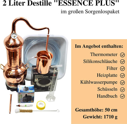 CopperGarden Distilling Kettle Essence Plus - 2 liter Column - Worry-free set - QUORE