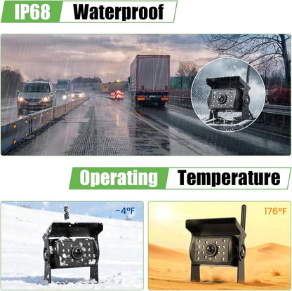 1080P HD draadloze achteruitrijcameraset, 7 inch lcd-monitor met 2 achteruitrijcamera's voor aanhanger, camper, vrachtwagen, auto, bus, doe-het-zelf geleidingslijnen, IP68 waterdicht