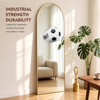 Volledige Spiegel – Staande Spiegel – Wandspiegel – Full Body Spiegel – Goudkleurige Spiegel – Onbreekbaar Veiligheidsglas – Aluminium Frame – 163 x 53 cm