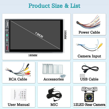 Hikity 2+32GB Android13 Estéreo Para Coche 2 Din Con Navi/Soporte Para Teléfono, Radio de 10,88 Pulgadas 2 Din Android Con Navegación GPS WiFi Bluetooth Tipo-C FM USB Mirror Link