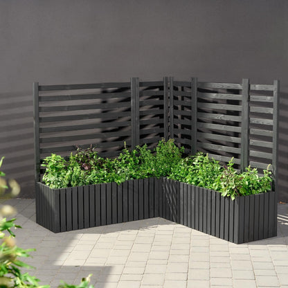Trellis Planter with Planter, Wooden Flower Box for Garden, Balcony, Patio, Raised Bed with 18 L Plastic Plant Insert (Vertical Anthracite, 67 x 36 x 35 cm H115) - QUORE