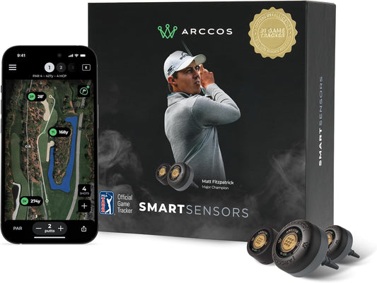 Arccos Slimme sensoren: automatisch golfspelvolgsysteem, AI-aangedreven GPS-afstandsmeter en slimme clubafstanden (Gen 4, rook)