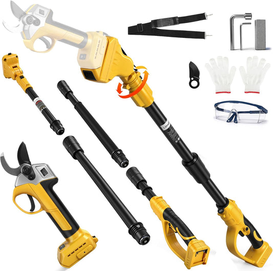 Accu-elektrische takkenschaar, snoeischaar met telescoopstang 45 mm, compatibel met Dewalt 20 V 18 V (zonder batterijen), borstelloze boomschaar, accuschaar met telescoopsteel voor het snoeien van