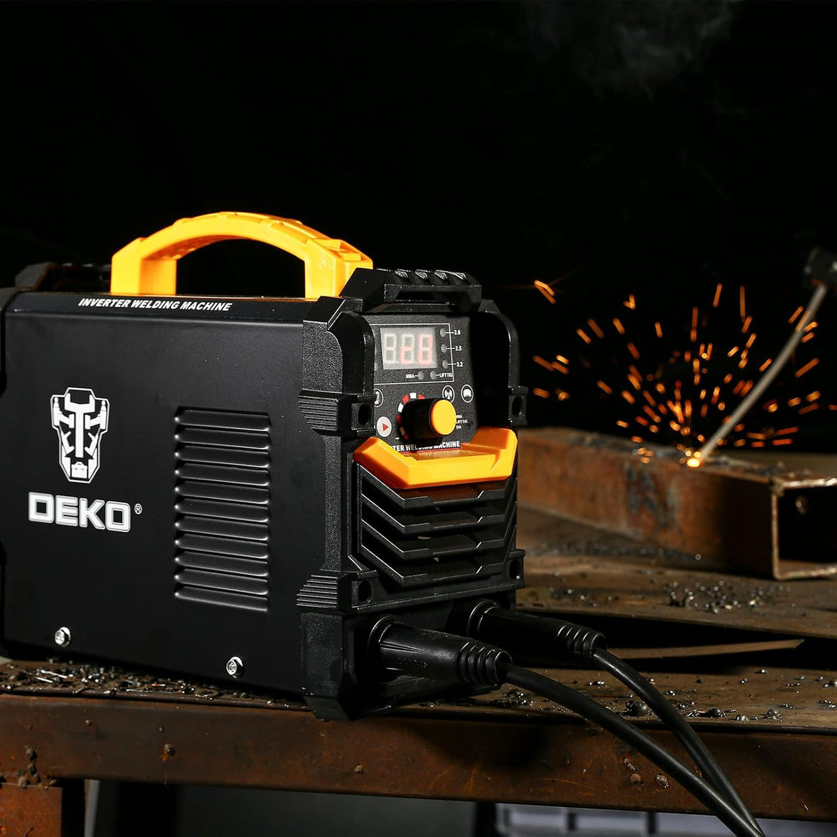 MMA elektroden lasapparaat 160A 220V: DEKO 2-in-1 inverter lasapparaat MMA/Lift TIG, IGBT lasmachine, ARC Welder, Hot Start, antistick, LCD-display, compact en draagbaar, zwart, geel