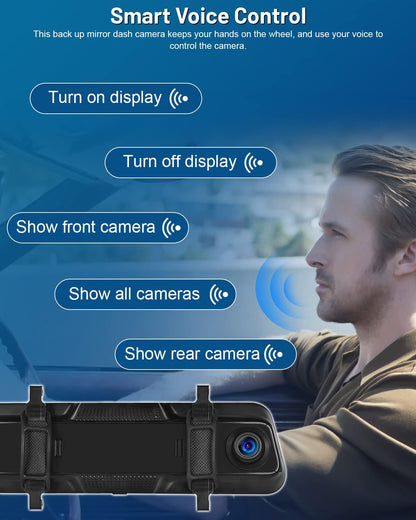 Dashcam autospiegel – Spiegel dashcam – Achteruitkijkspiegel dashcam – Autospiegel camera – Achteruitrijcamera – 9,66 inch IPS-touchscreen – CarPlay en Android Auto
